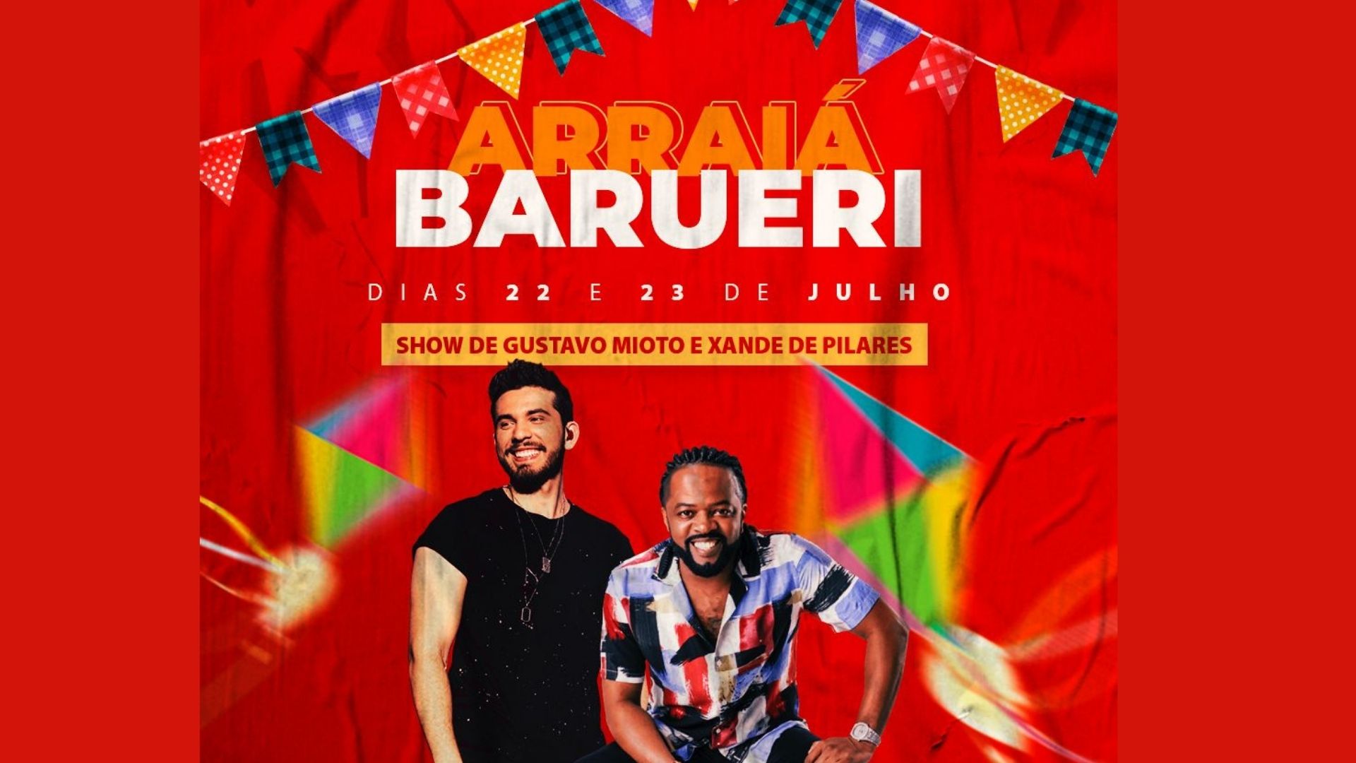 Arraiá de Barueri terá shows de Gustavo Mioto e Xande de Pilares